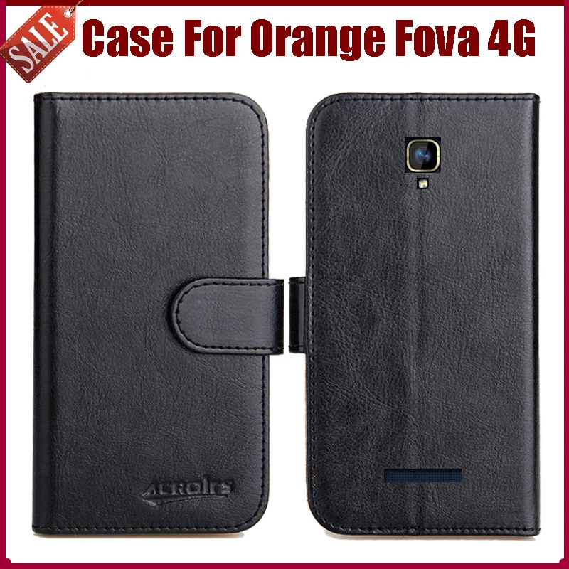 

Hot Sale! Orange Fova 4G Case 6 Colors High Quality Flip Leather Exclusive Protective Cover Phone Bag Free Shipping