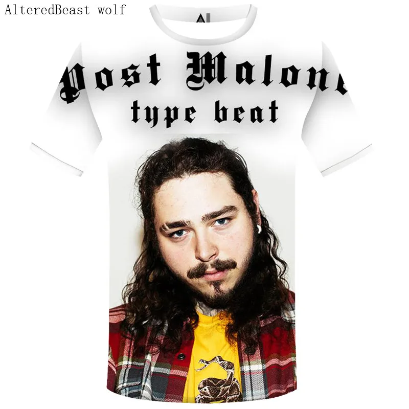 Новое поступление футболка в стиле хип-хоп Post Malone Stoney черная Homme 3D футболки крутая