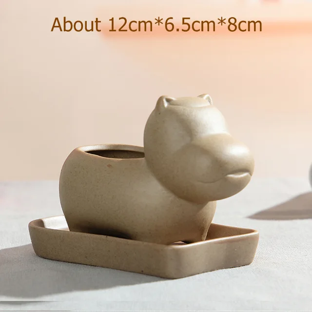 Hippo Керамический Бегемот горшок для суккулентов декоративная керамика собака цветок держатель растение Китти Орнамент Ремесло Искусство Садоводство принадлежности аксессуары - Цвет: Hippo