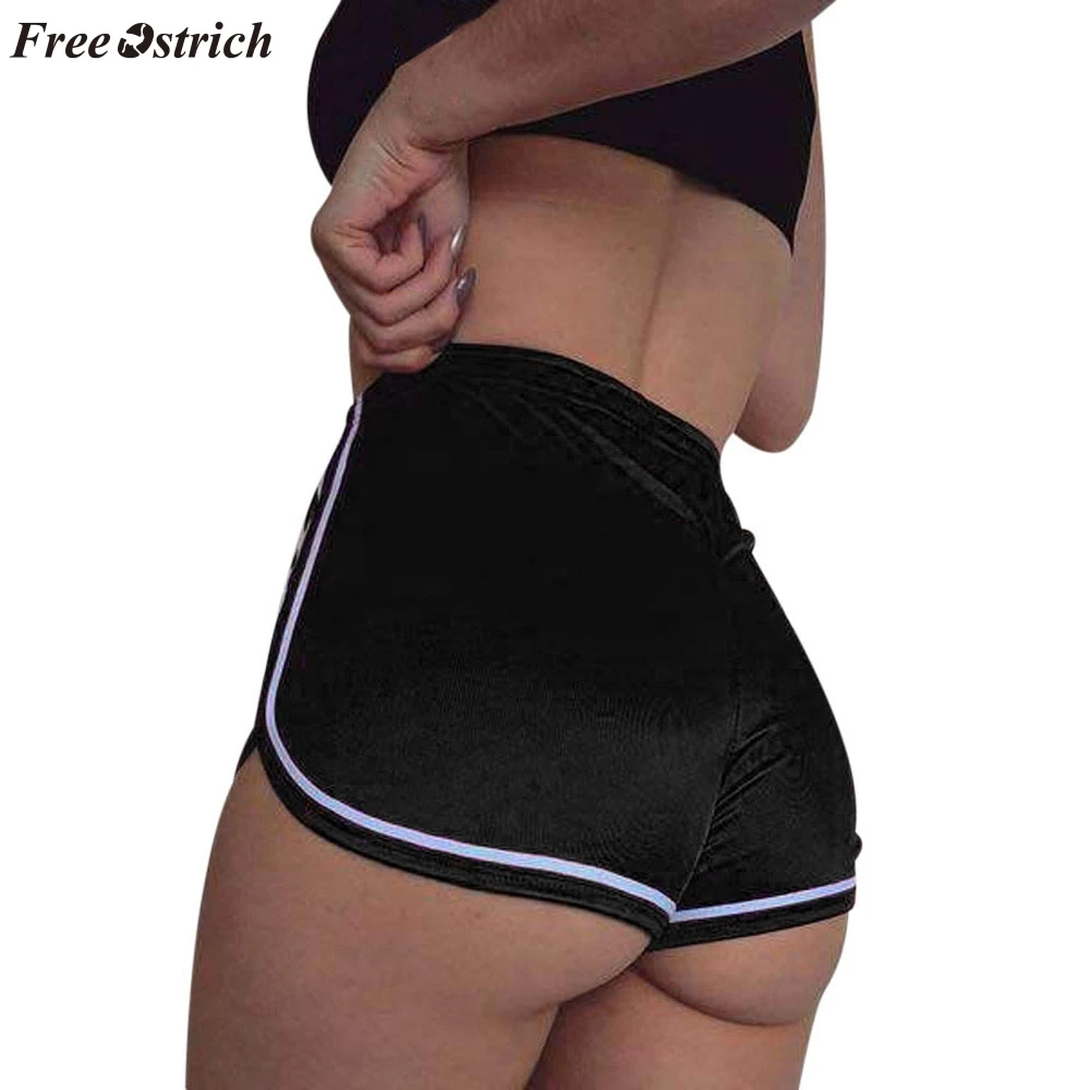 FREE OSTRICH Ladies elastic high waist sports summer everyday wild casual shorts fashion comfortable solid color simple | Женская одежда
