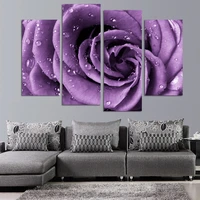 art prints hd painting wall home decor 4 piecespcs purple lover flower fashion canvas modular pictures for living room frame
