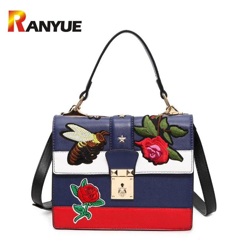 2018 осень национальная Винтаж Вышивка сумка Для женщин Цветочный/Би вышитые Сумки