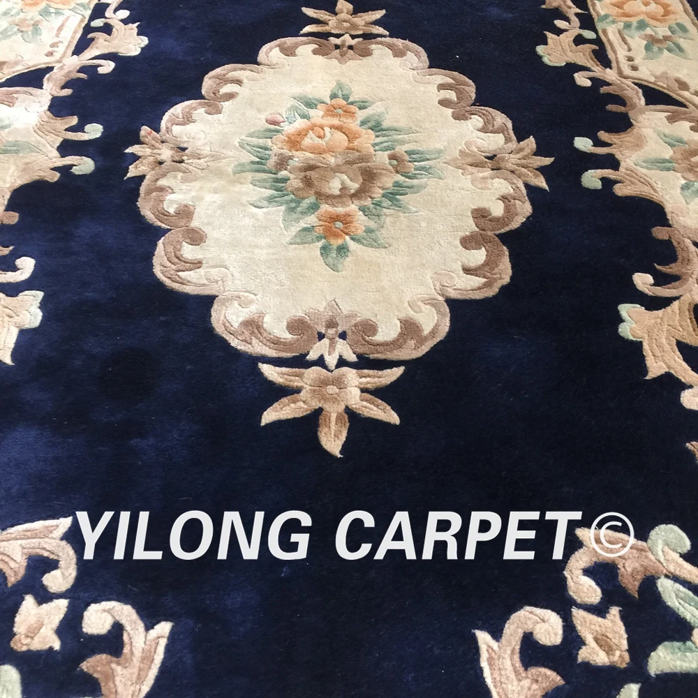 Yilong 3'x5' traditional turkish design luxury blue carpet exquisite hand knotted wool and silk rugs (WY2131M3x5) | Дом и сад