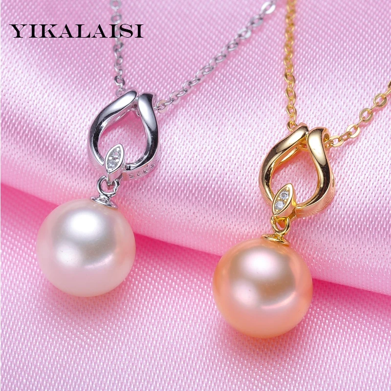 

YIKALAISI 2017 100% Freshwater Natural Pearl choker jewelry Pendant 925 Sterling Silver Jewelry Three Colors For Women Gifts