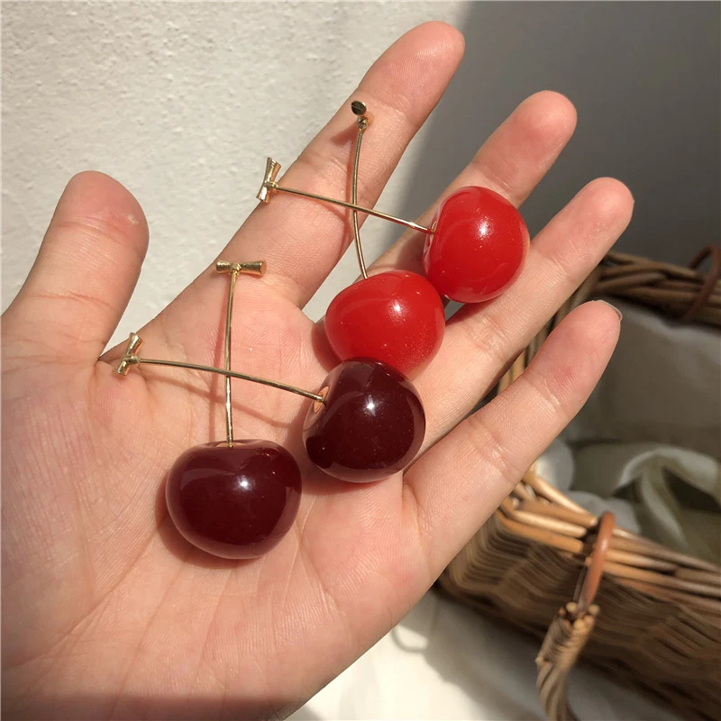 New Fashion Red Cherry Fruit simple Earrings For Women Tassel Dangle Sweet Long Pendant Girl Gift Korea Jewelry | Украшения и