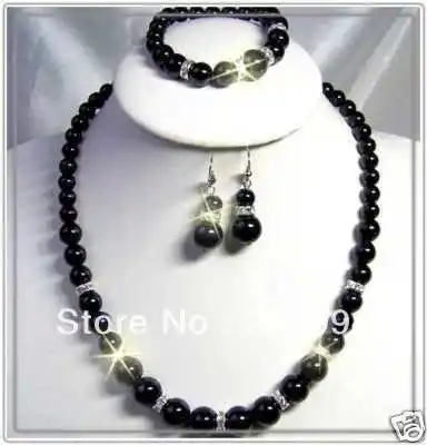 Оптовая заводская цена Красивая! Ожерелье и браслет из черного оникса|set jewelry|necklace