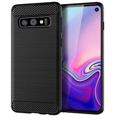 Чехол для Samsung Galaxy S10 Plus мягкий силиконовый армированный чехол из углеродного