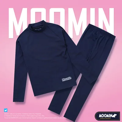 Синий Moomin/ г. Новинка, быстросохнущие подштанники, мягкий комплект, детский зимний комбинезон, подштанники, детская теплая быстросохнущая одежда для мальчиков - Цвет: Синий