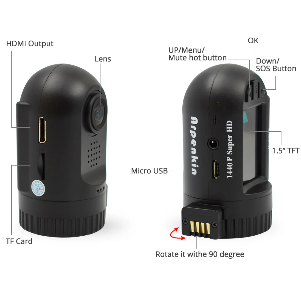 Автомобильный видеорегистратор Arpenkin Full HD улучшенный конденсатор с GPS и датчиком