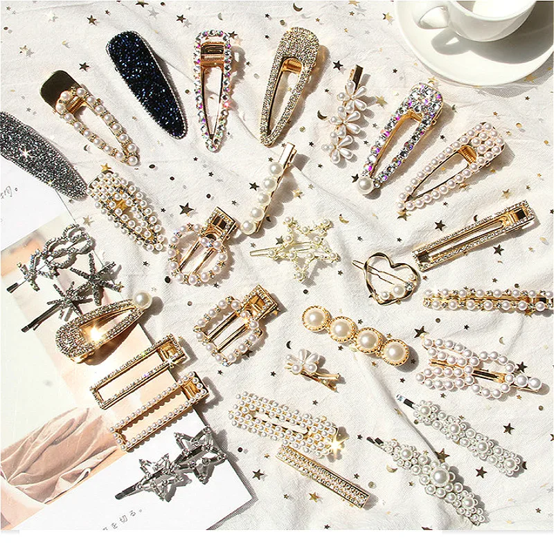 Женские заколки для волос MuHan круглые квадратные с кристаллами и жемчугом| |