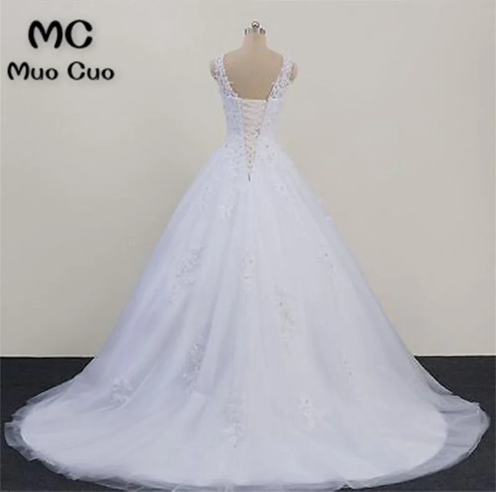 

Elegant 2018 Ball Wedding Dresses with Appliques Beaded Lace Up Back Dresses For Wedding Scoop vestido de noiva Bridal Gowns