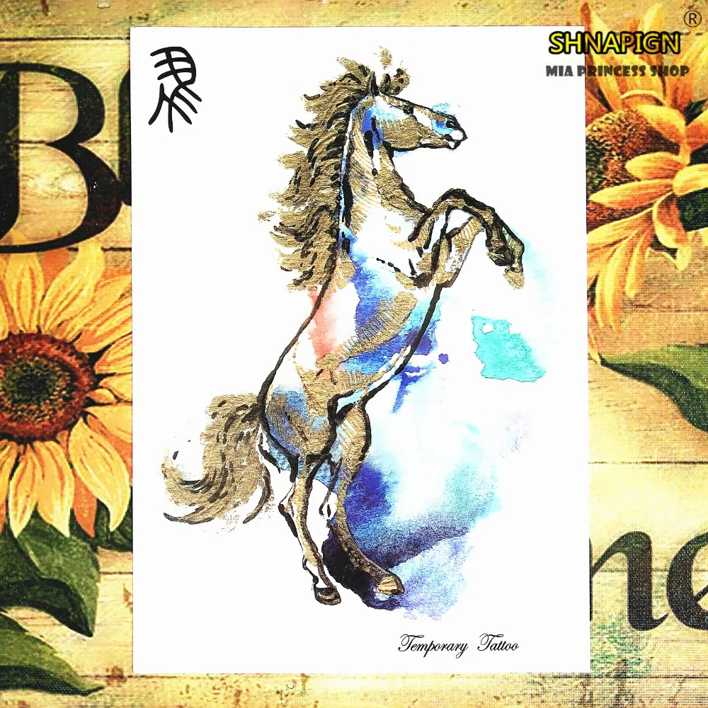 SHNAPIGN лошадь китайский новый год 12 животных Зодиака временное боди арт флэш тату