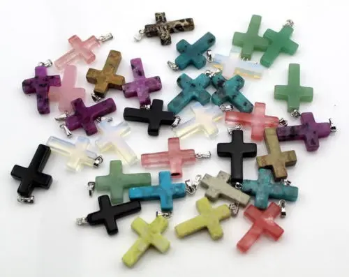 

20mm Cross colored Natural stone pendants