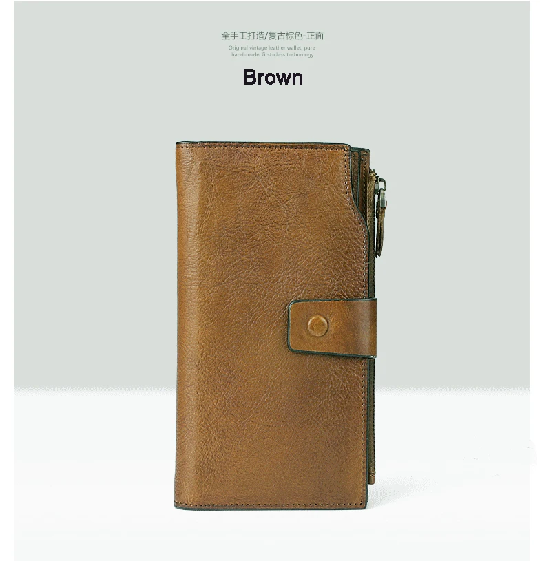 Винтажный Модный мужской кошелек из натуральной кожи клатч Длинный сумка для