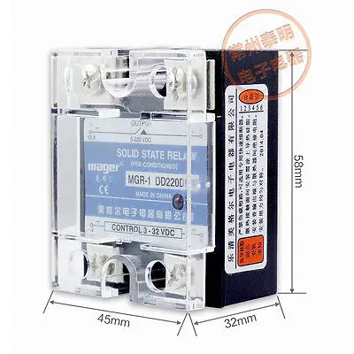 

DC-DC 60A Solid State Relay Single-phase SSR 24-220V DC Control 3-32V