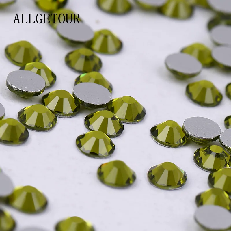 Allgetour ss3 ss30 оливин блестящие хрустальные стразы аппликация стразами Flatback Номера