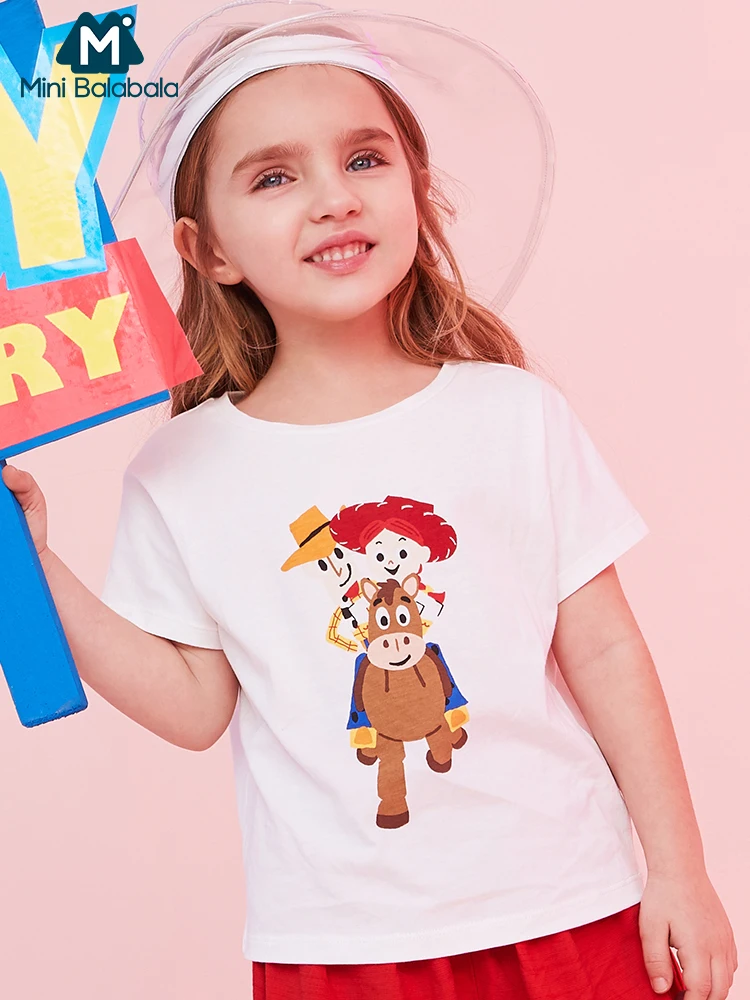 Футболка для девочек Mini balabalaBaby хлопковая футболка с коротким рукавом летняя