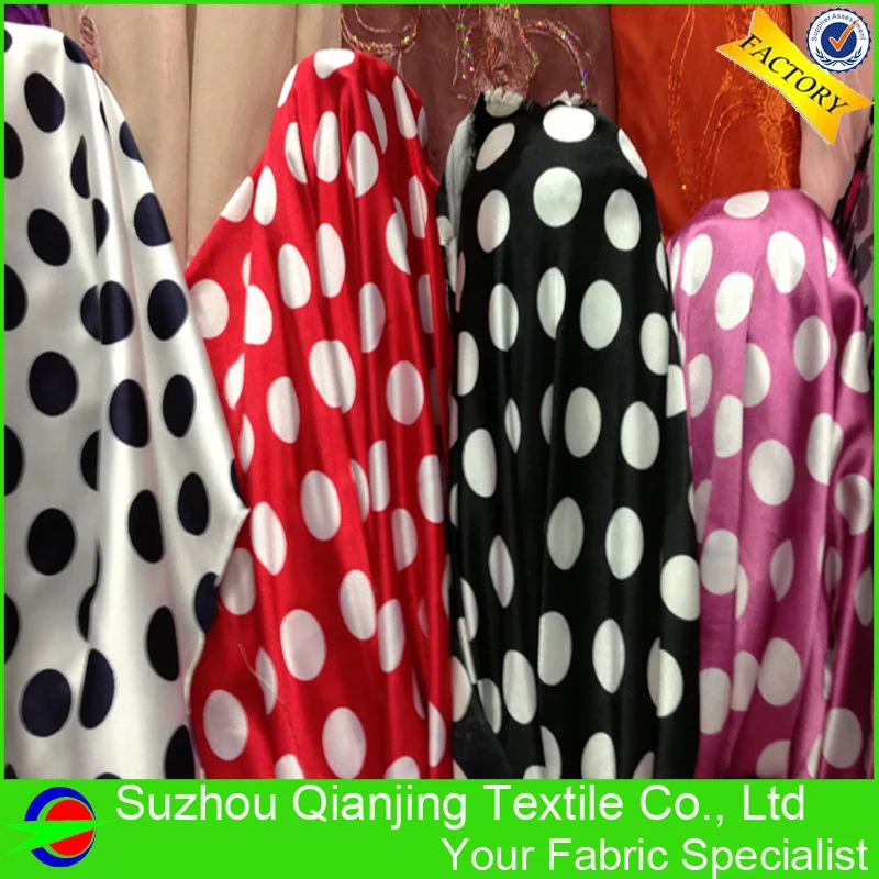 

Hot Sale Polyester Spandex Stretch Poka Dot Custom Printed Fabric for Summer Dress