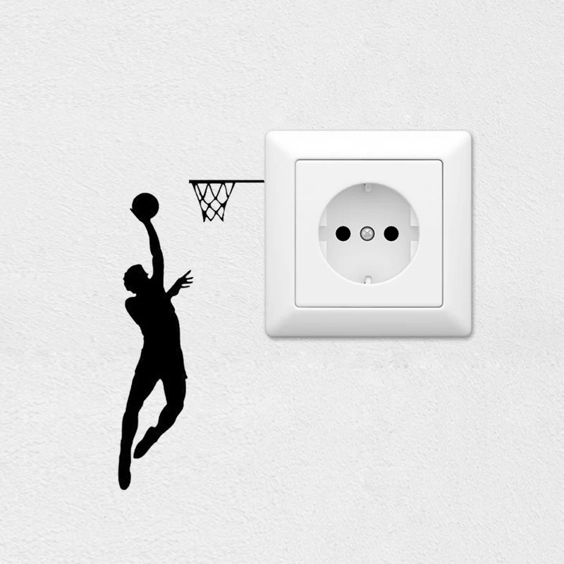 2 шт./лот баскетбольный игрок Dunking настенная наклейка Переключатель роспись наклейка гостиная домашний Декор Плакат Украшение 8 см x 17 с