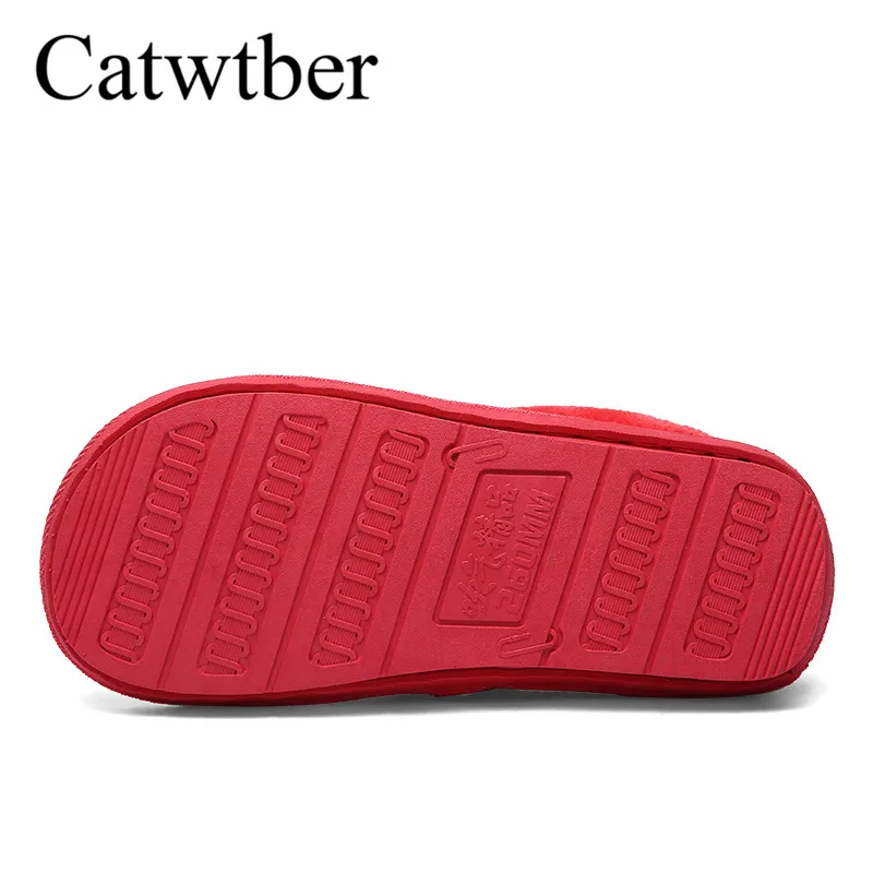 Catwtber 2018 Обувь на теплом меху Зимние женские тапочки удобные хлопчатобумажные