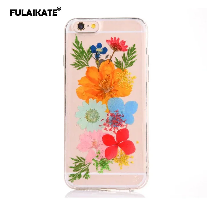 FULAIKATE прозрачный чехол с настоящим цветком для iPhone6 6s Plus мягкая задняя крышка