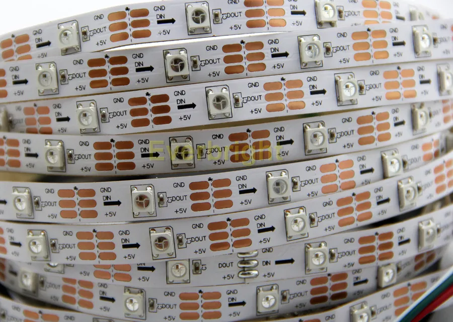 5 м черный/белый PCB 30 Pixel/M 150 светодиодов WS2812B WS2812 2812 IC 5050 RGB светодиодные пиксели