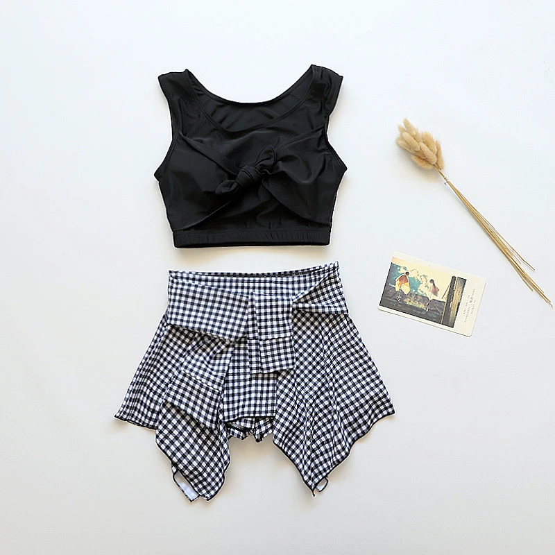 2019 купальник Женская юбка танкини бикини ретро черный купальный костюм большой