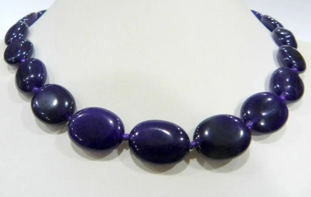 

13x18mm Amethyst Gemstone Oval Beads Necklace 18" AA
