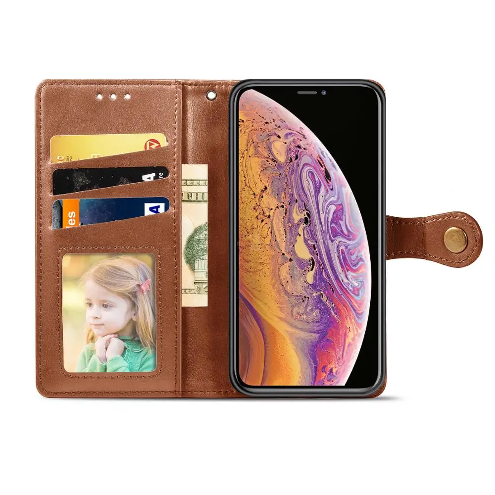 Чехол кошелек из искусственной кожи в стиле ретро для iPhone 6 6S 7 8 Plus iphone X XS Max чехол