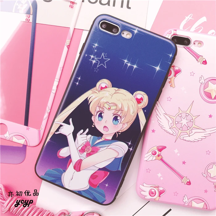 Чехол для iphone XR Cardcaptor Sakura+ пленка для экрана из закаленного стекла для iphone X XS Max 7 8 plus 6 S plus Sailor Moon+ ремешок