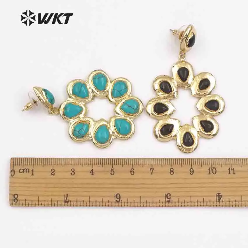 WT-E468 WKT оптовая продажа серьги-подвески для девочек из натурального камня большой