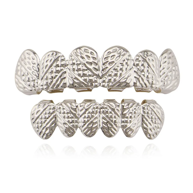 Silver Set Хип-хоп золотые грили верхние и нижние зубы Grillz Хэллоуин VampireTeeth шапки Косплей стоматологические грили рот ювелирные изделия подарок XHYT1006 - Окраска металла: Silver Set