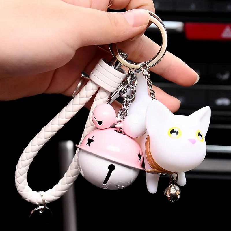 Брелок для ключей в виде милых мультяшных животных собак кошек кожаный шнур