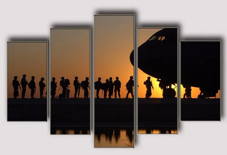 Мультфильм солдат стрельбы Куадрос 5 шт. красивый армейский фотографии дома