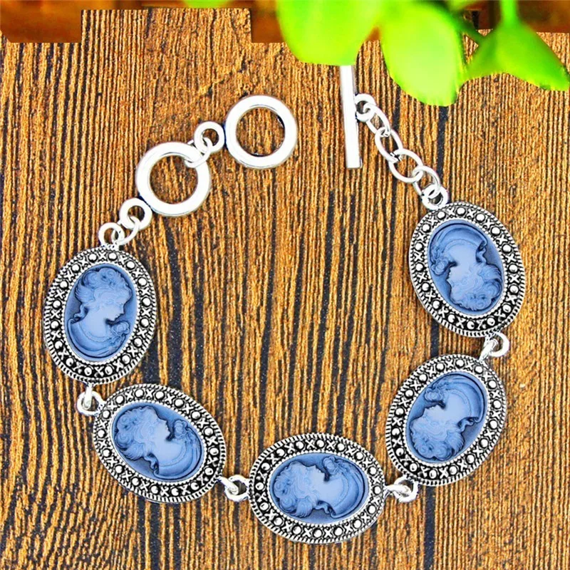Oval Lady Queen Cameo Jewelry Set Antique Silver Plated Necklace Earrings Bracelet Fashion TS419|Ювелирные наборы| |