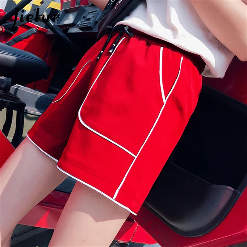 

Jielur Korean Chic Summer Shorts for Women Street Loose Fitness Short Feminino Drawstring Striped Pockets Wide Leg Shorts M-XXL