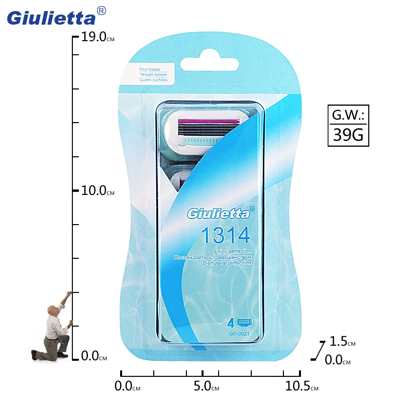 Giulietta Blades For Shaving Women 4 Layer Razor Blade Stainless Steel Replaceable Shaver Razors Venus 4pcs/lot | Красота и здоровье