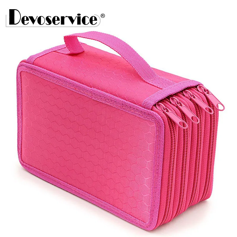 

72 Holes 4 Layers Portable Oxford Canvas School Pencil Case Large Capacity Pen Bag Holders For Painting Office School Supplies