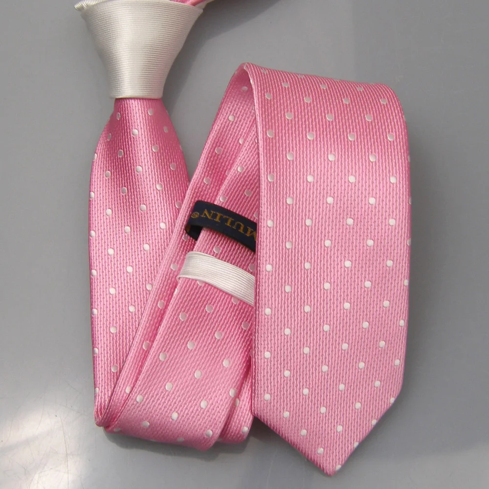 LAMMULIN мужские галстуки белый Узел контрастный розовый с белым Горошек