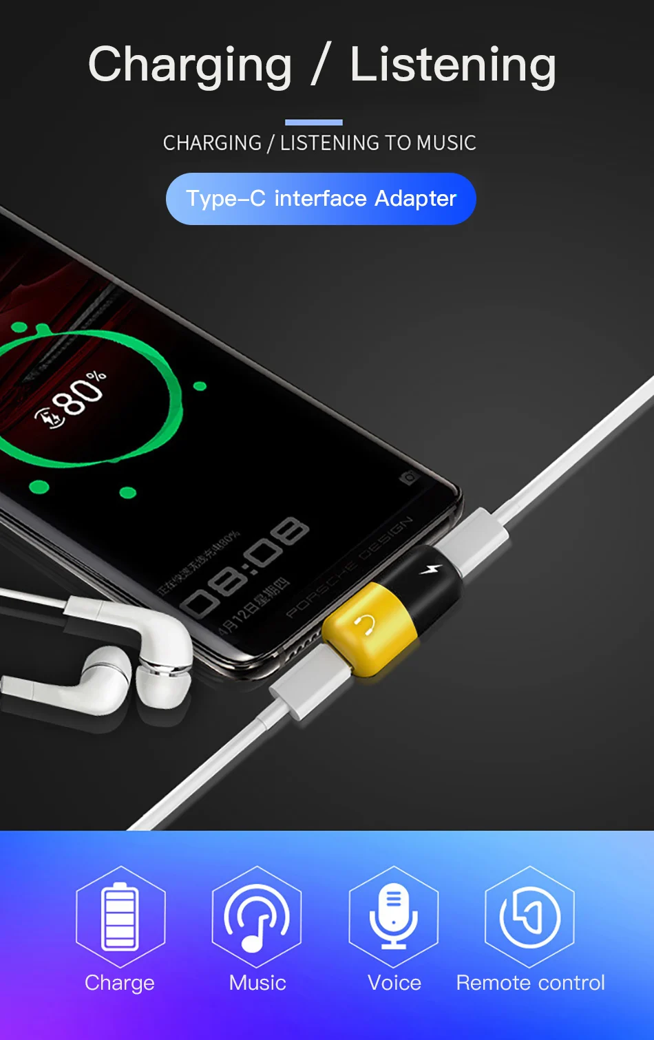 Адаптер ACCEZZ Dual type C для huawei P10 P20 samsung type-C до 3,5 мм наушники аудио зарядка прослушивание разветвитель AUX разъем