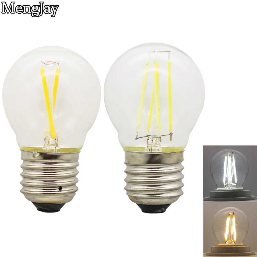 Светодиодная лампа E27 LED G45 AC220V 240В винтажный теплый белый 2 Вт 4 6 Эдисона