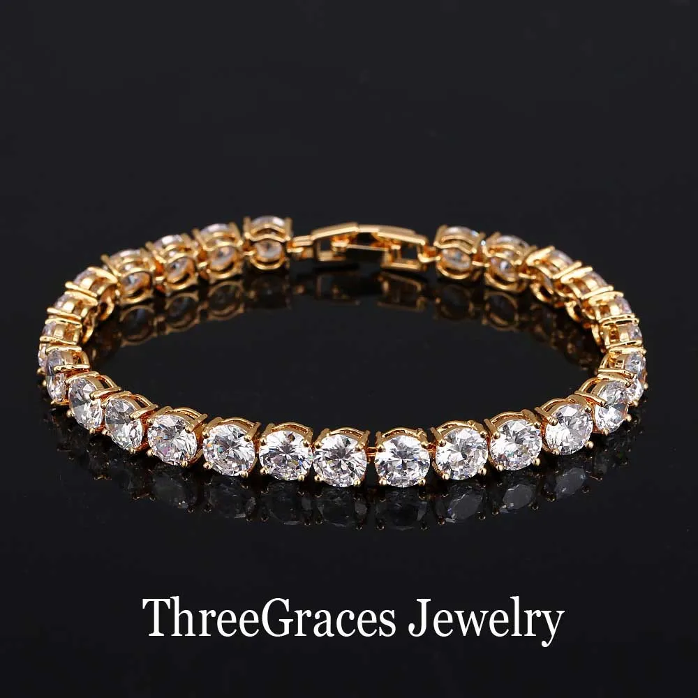 ThreeGraces Модные женские ювелирные изделия белый золотой цвет высокое качество