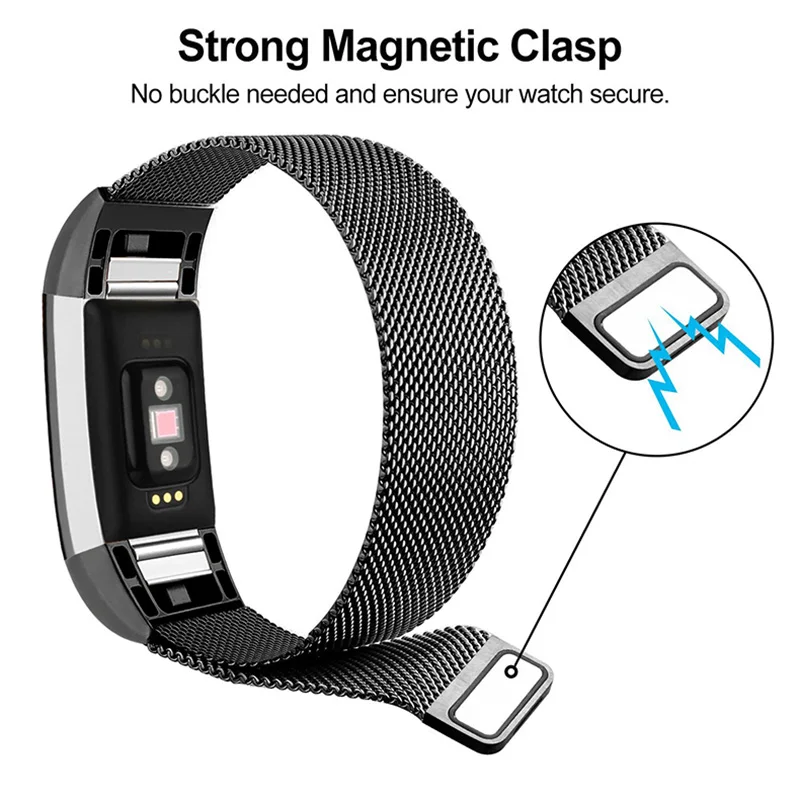 XShum металлический ремешок из нержавеющей стали для браслета Fitbit charge 2 Миланская петля Магнитный Fitbit charge 3 ремешок умный Браслет для наручного ремешка