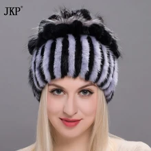 New Natural Imported Mink Fur Hat For Women Rabbit Fur Petal On The Top Mix With Fox Fur Warm And Fashion Warm Ear Cap DHY17-03