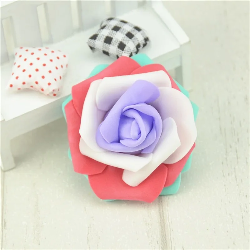 Purple white 10 шт./лот, дешево, 7 см, мини ПЭ пена, голова цветка розы, искусственные цветы розы, шар для скрапбукинга, свадьбы, вечеринки, украшения для дома - Цвет: Purple white