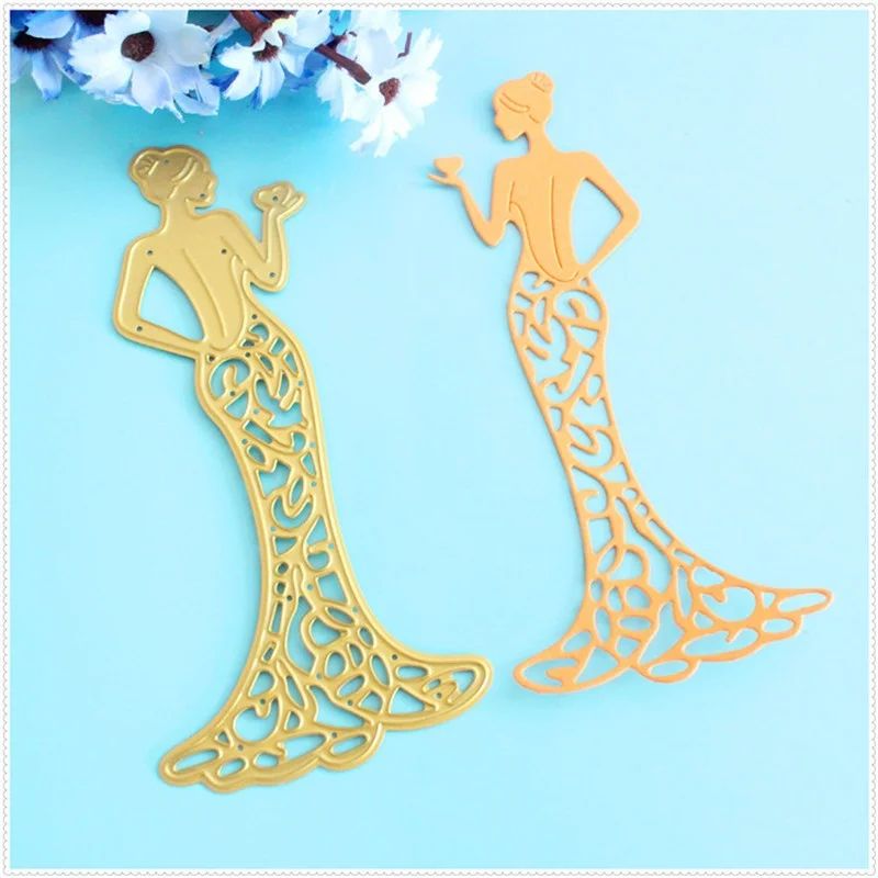 Дольд резки металла умирает красота леди сердце платье девушка Записки карты