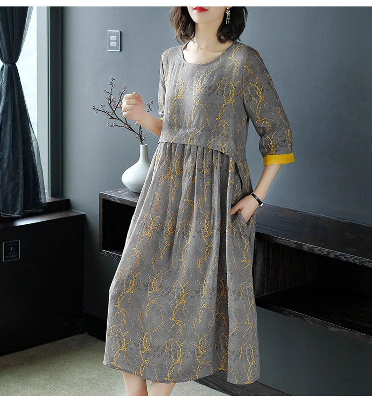 Женское длинное платье с цветочным принтом Boho Пляжное коротким рукавом вечернее