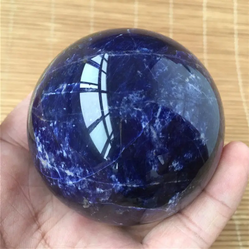 

New Arrival! Natural Blue Sodalite Sphere Quartz Crystal Sphere Carving Gem Stone Ball healing