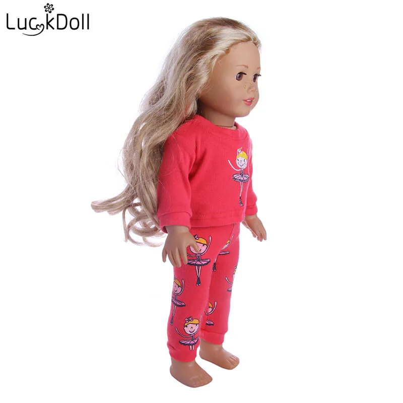 Красная футболка и штаны LUCKDOLL костюм для куклы 18 дюймов или 43 см аксессуары |