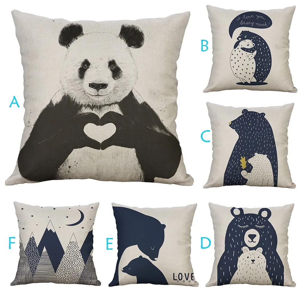 Симпатичный чехол подушка с принтом панды стильный синий абстрактный мультяшный
